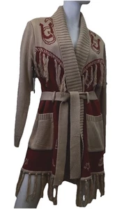IDYLLWIND MIRANDA LAMBERT Long CARDIGAN Belted Wrap Jacket FRANSE Bronco Rust M - Bild 1 von 10
