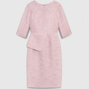The Fold London Eaton Kleid rosa Tweed Bleistiftkleid Schößchendetail UK 12 US 8 EUC - Bild 1 von 14