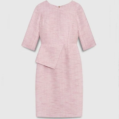 Vestido Lápiz The Fold London Eaton Rosa Tweed Detalle Peplum UK 12 US 8 EUC Foto 1 de 4