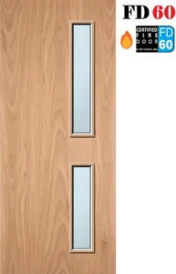 Branded White Oak Veneer 2L Clear Side Glazed Internal Fire Office Door (FD 60) - Picture 1 of 2
