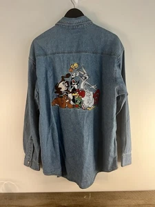 Vintage 1993 Looney Tunes Acme Embroidered Button Down Men's L Denim Shirt Z11 - Bild 1 von 6