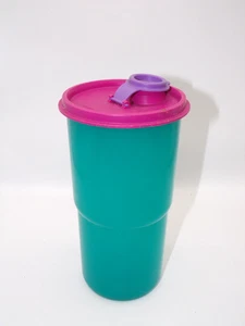 Tupperware Mega Becher 30 oz Durstbeben türkis lila rosa Deckel Vintage - Bild 1 von 6