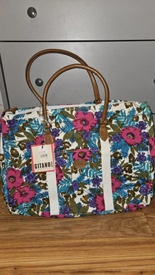 Bolso de Mano/Lona de Viaje Grande Gitano De Colección-Lona Floral Foto 1 de 2