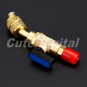 Brass Angled Manual Shut-Off Valve 1/4" SAE for R22 R12 Charging Hoses HVAC A/C - Picture 1 of 12