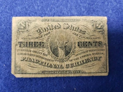 1863 Fractional Currency Three Cents Note Bill 3rd Issue Washington ~ SHIPS FREE - Image 1 of 2
