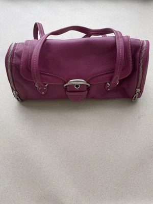 Cole Haan Alexa Magenta Leather Buckle Flap Closure Zipper Pocket Satchel Bag - Image 1 of 4