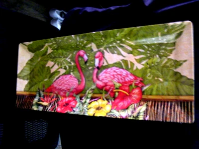 NEW EVERGREEN EARTHWARE recycled BAMBOO FLAMINGO TRAY 19"X8"X15" - Image 1 of 4
