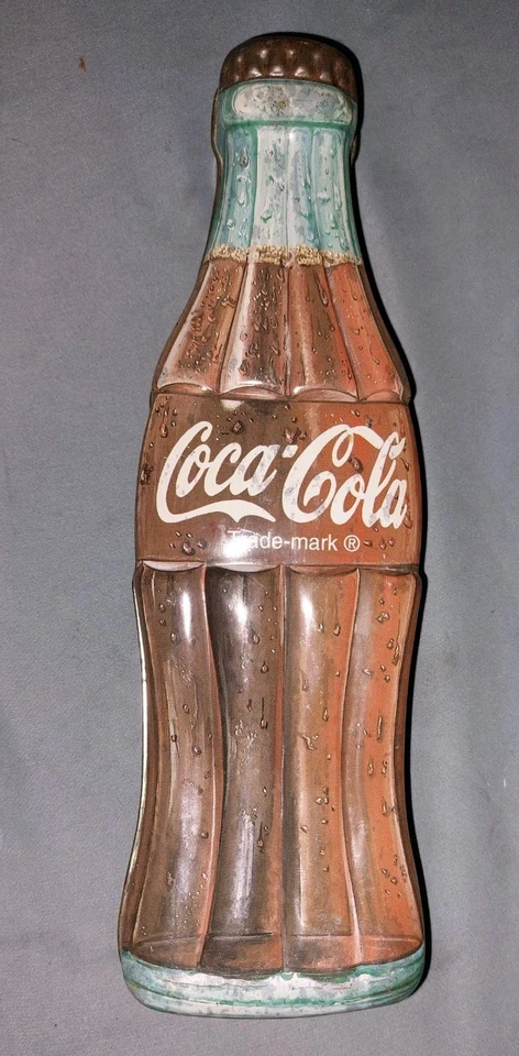 Vintage Collectible COCA COLA Bottle Shaped Tin w/ Lid Good Shape  - Image 1 of 4