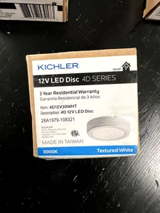 Kichler 4D Series 12V Accent LED Disc Puck Light 2700K 4D12V27WHT Round White - Picture 1 of 1