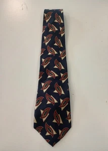 Saks Fifth Avenue Necktie Silk Blue with White and Red Ggeometrics 4" x 57" - Picture 1 of 5
