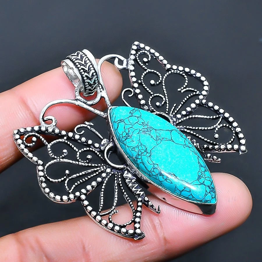 Colgante Joyería Piedras Preciosas Hecho a Mano Turquesa Santa Rosa 2.08" Foto 1 de 1