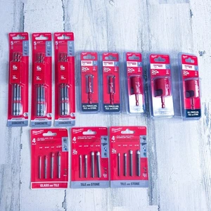 11-teiliges Set Milwaukee Diamond Max Plus Lochsäge verschiedene Feinsteinzeugfliesen Stein *NEU* - Bild 1 von 9
