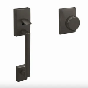 Schlage Century Lower Handleset & Bowery Knob matte black FE285 CEN 622 BWE CEN - Picture 1 of 1