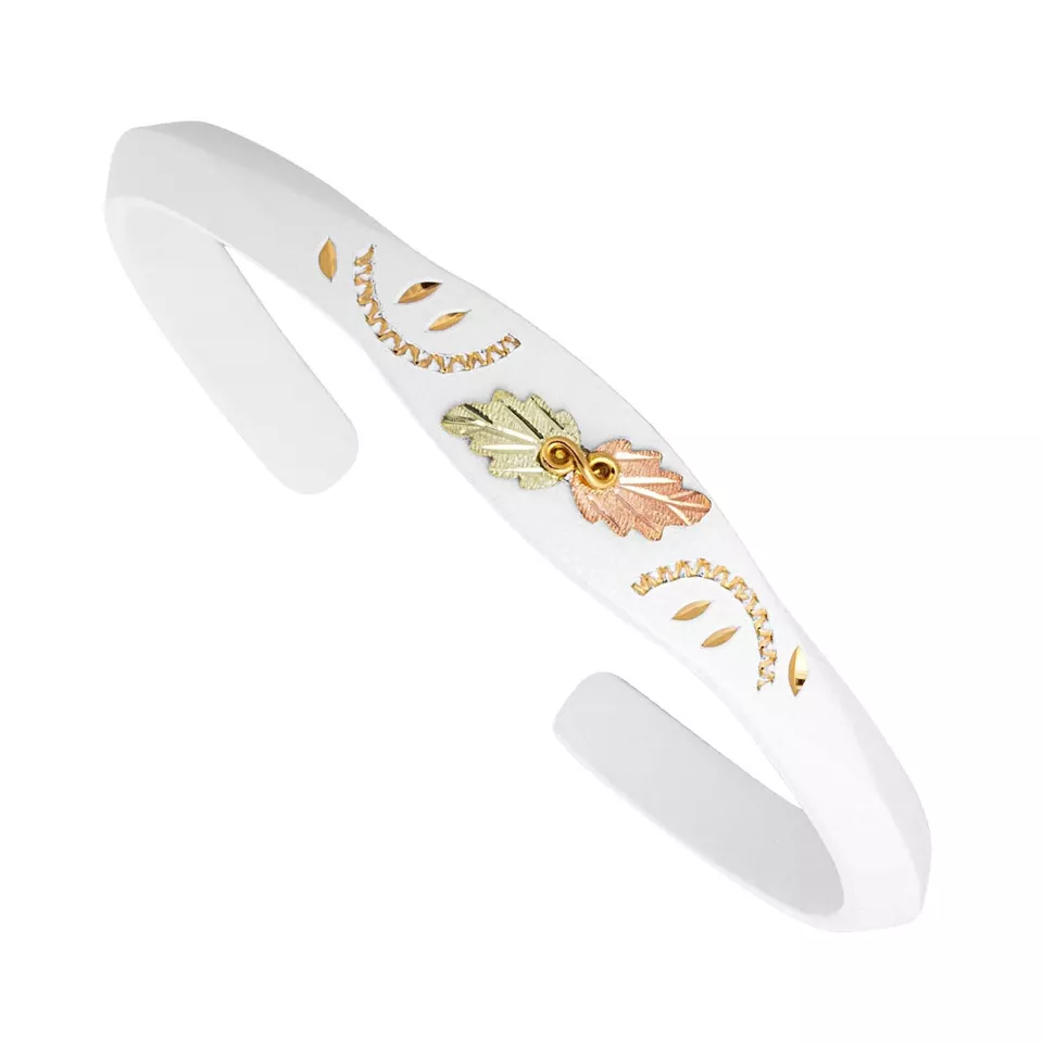 Landstrom's Black Hills Gold Leaf Knife Edge White Powder Coated Cuff Bracelet - Image 1 of 1