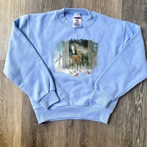 Vintage 90s Jerzees Horse Crewneck Sweatshirt KIDS Size 6-8 Pony Colt - Picture 1 of 4