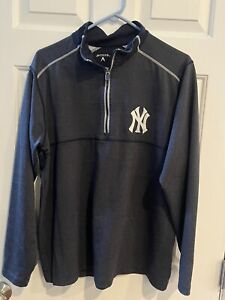 New York Yankees 1/4 Zip PullOver Blue Large L Antigua Jacket MLB Baseball