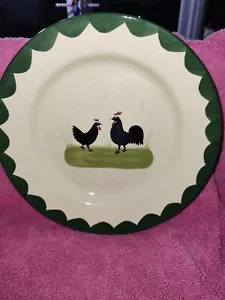 Plato de cena vintage raro, cerámica Zeller de gallo y gallina Alemania, 9,5 pulgadas - Imagen 1 de 6