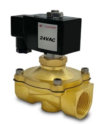 ACE CREW 1 inch 24V AC Brass Electric Solenoid Valve NPT Gas Water Air Normally Closed
