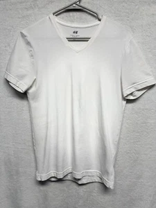 T-shirt uomo H&M scollo a V slim fit bianca piccola - Foto 1 di 8