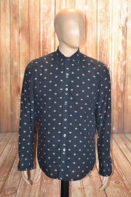 Camisa de Vestir Robert Graham Hombres Exclusiva Calce Clásico Negra Blanca Manga Larga Talla M Foto 1 de 4