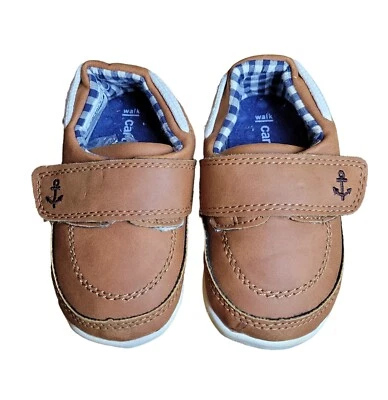 Carter's Finn Brown Anchor Baby Toddler Boat Shoes Walk Size 4 - Image 1 of 4