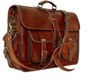 Bolso Mensajero de Cuero Hecho a Mano Vintage de 18" Maletín para Laptop Cartera Bolso para Hombres - Imagen 1 de 5