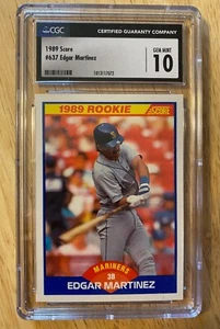 1989 Score Rookie Edgar Martinez Card #637, CGC Graded: Gem Mint 10 - Picture 1 of 2