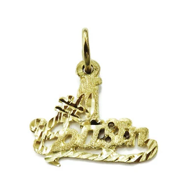 Colgante collar colgante de oro amarillo de 10 k corte de diamante #1 primo ~ 0,8 g Foto 1 de 4