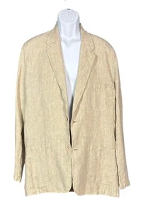 Brandini Beige Weiß Leinen Blazer Größe Extra Large Streifen Knopf Jacke Coastal - Bild 1 von 9