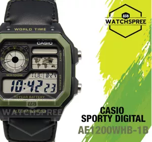 Reloj Casio Estándar Digital Deportivo Banda de Tela Verde AE-1200WHB-1B - Imagen 1 de 3