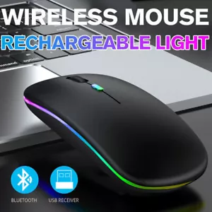 LED Kabellose RGB Maus, USB Wiederaufladbar, Bluetooth, Leise und Ergonomisch - Bild 1 von 12