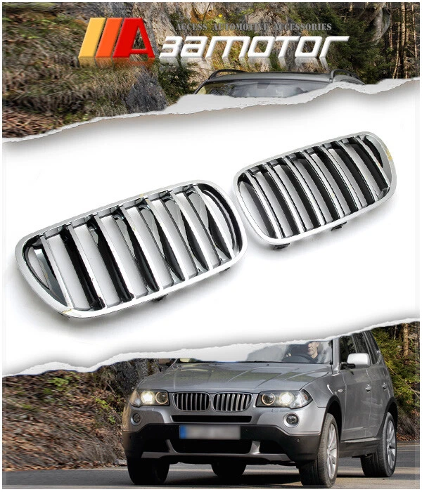 Chrome Front Hood Kidney Grill Grilles 2PCS fit for 2007-2010 BMW X3 E83 LCI Foto 1 de 1