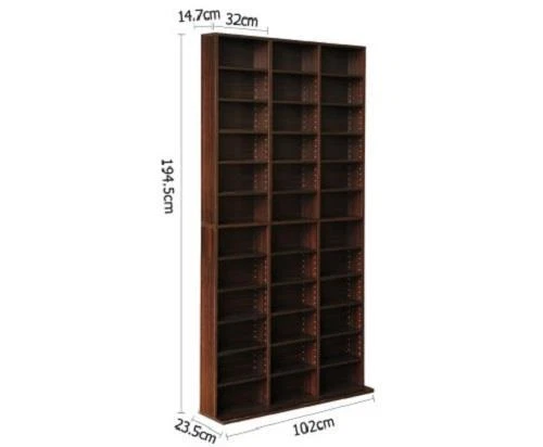 Living Room Office DVD CD Games Books Storage Shelf Unit Rack Adjustable - Brown - image 1 of 4