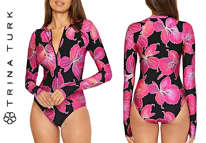 Trina Turk Fleury Langarm Einteiler Reißverschluss Badeanzug Rashguard Gr. XL $ 182 - Bild 1 von 18