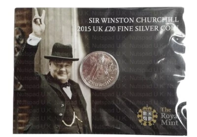 UK Sir Winston Churchill 2015 £20 Fine Silver Coin - Immagine 1 di 2
