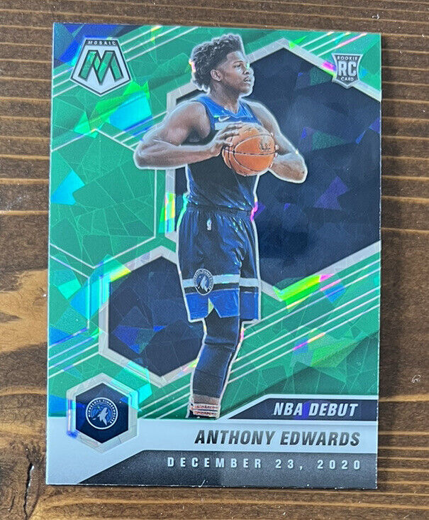 2020-21 Mosaic Anthony Edwards Green Cracked Ice NBA Debut Rookie Card SP #261