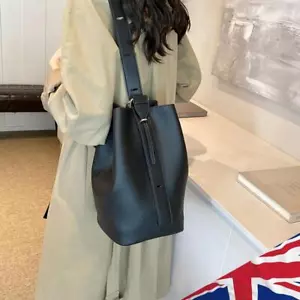 Bucket Bag for Women Adjustable Strap Crossbody Bag Vegan Leather Solid Hobo Bag - Picture 1 of 10