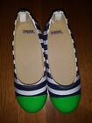 NWOT Gymboree Spring Prep Striped Wedge Dress shoes with Green Tipped Toes sz 9