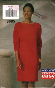 3605 Vintage Butterick SEWING Pattern Misses Loose Fit Straight Pullover Dress  - Picture 1 of 2