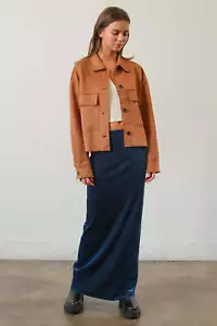 HYFVE Suede Button Down Cropped Jacket - Picture 1 of 8