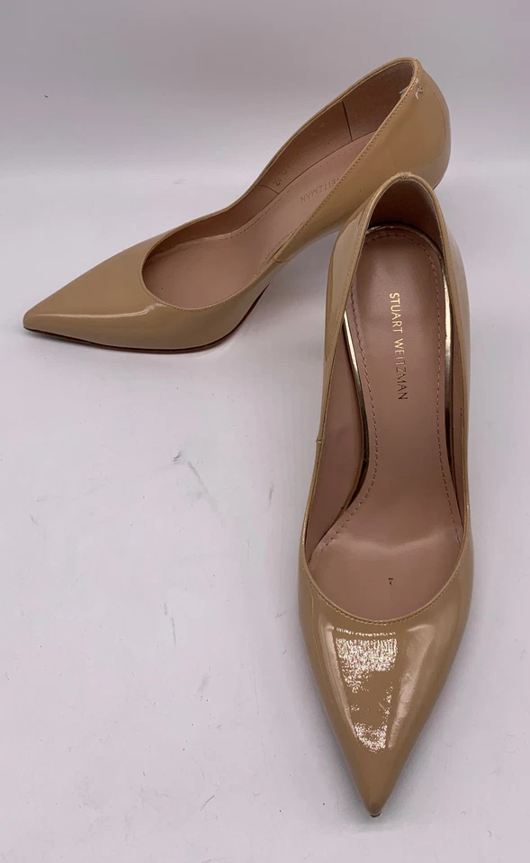 Stuart Weitzman Womens Nude Beige Patent Leather Pointed Toe High Heel  Pump 6 M - Image 1 of 4