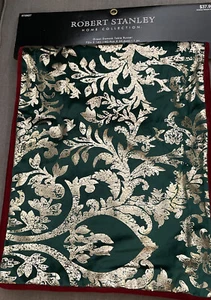 NWT Green Damask • Velvet Trim • Table Runner • 14x72 Christmas • Holiday - Picture 1 of 5