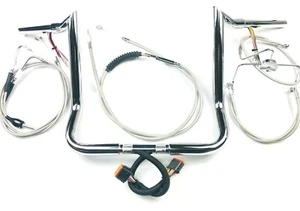 14 x 1.25 Meat Hook Pre Wired Handlebar Kit 02-06 Harley Electra Glide, Ultra - Picture 1 of 2