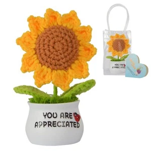 Crochet Flowers Artificial Sunflower Gifts for Women Positive Artificial Croc... - Picture 1 of 9