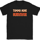 Tummy Ache Survivor T-Shirt Funny Food Pain Humor Gift Retro Text Tee