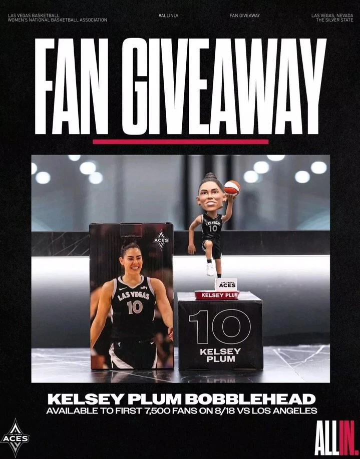Kelsey Plum 2024 Las Vegas Aces WNBA Bobblehead SGA - NEW in BOX - Image 1 of 1