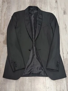 40L Men's JF J. Ferrar Tux Style Blazer Checkered Black Tuxedo Slim Sport Coat - Picture 1 of 10