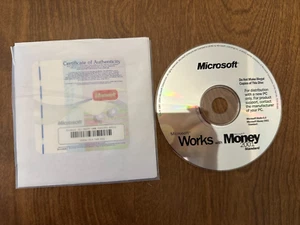Microsoft Works 6.0 avec argent 2001 Standard CD Install Disc Certificat d'authentification - Photo 1/3