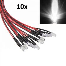 10x White LED Light Individual Single Bulb With Attached 9" Wire Bright 12v DC