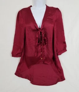 Mandee Damenbluse rot Polyester Knopfleiste 3/4 Ärmel Größe Small - Bild 1 von 1